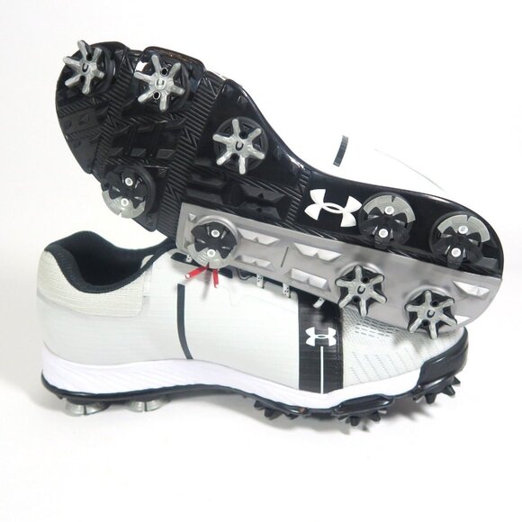 Under Armour Tempo Sport Golf Shoes White/Silver/Black Spieth Size 7 1288576-101 - Picture 2 of 9